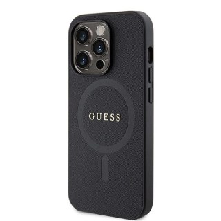 Etui Guess Saffiano MagSafe do iPhone 15 Pro - czarne