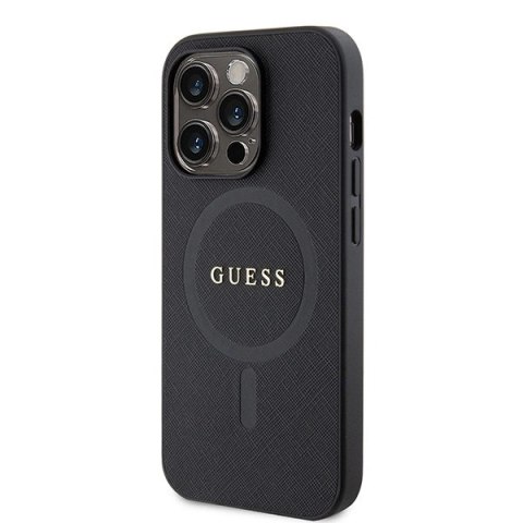 Etui Guess Saffiano MagSafe do iPhone 15 Pro - czarne