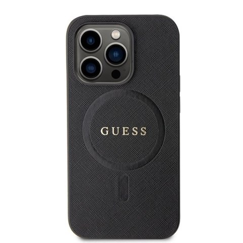 Etui Guess Saffiano MagSafe do iPhone 15 Pro - czarne