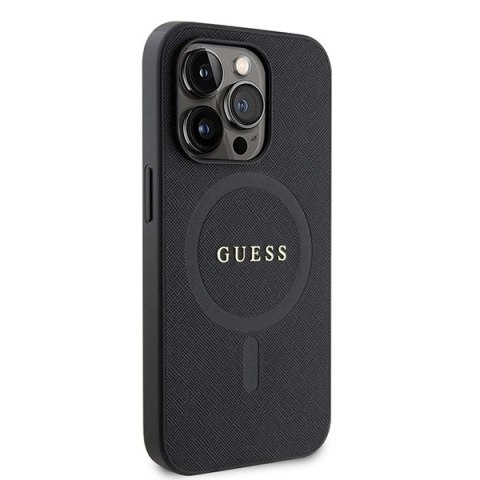 Etui Guess Saffiano MagSafe do iPhone 15 Pro - czarne