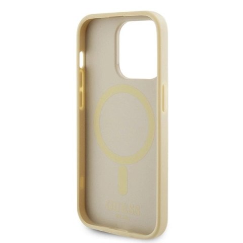 Etui Guess Saffiano MagSafe do iPhone 15 Pro - złote