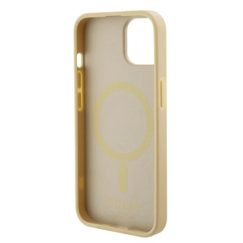 Etui Guess Saffiano MagSafe do iPhone 15 - złote