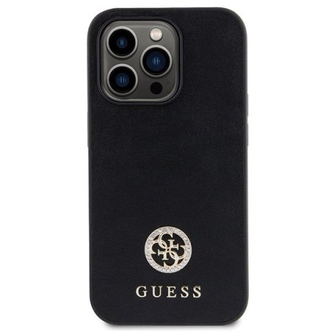 Etui Guess Strass Metal Logo do iPhone 15 Pro - czarne