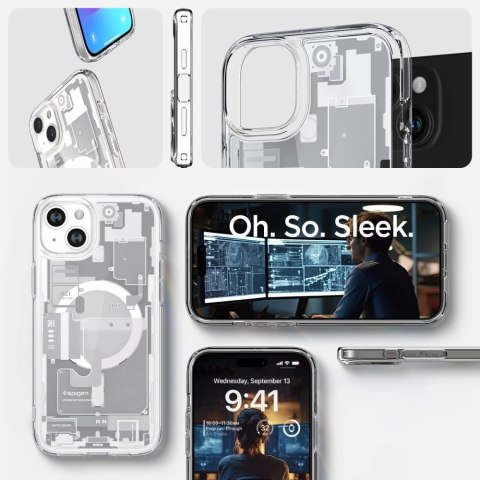 Etui Spigen Ultra Hybrid Mag z MagSafe na iPhone 15 Plus - białe (wzór Zero One) Etui Spigen Ultra Hybrid Mag z MagSafe na iPhone 15 Plus - białe (wzór Zero One)