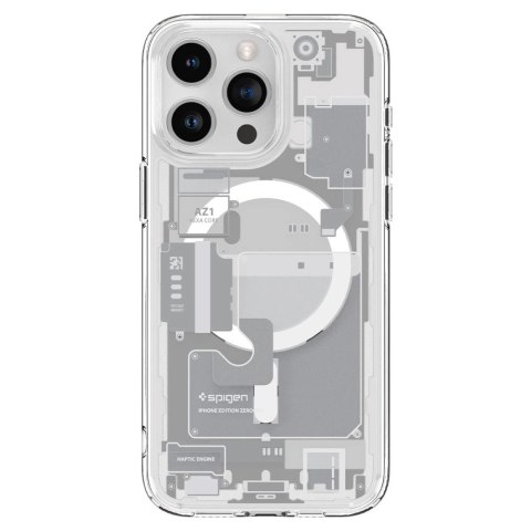 Etui Spigen Ultra Hybrid Mag z MagSafe na iPhone 15 Pro - białe (wzór Zero One) Etui Spigen Ultra Hybrid Mag z MagSafe na iPhone 15 Pro - białe (wzór Zero One)