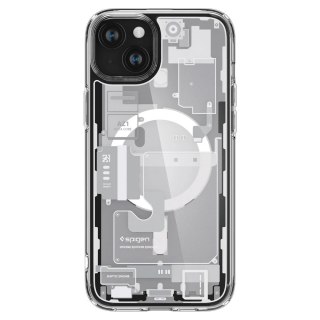 Etui Spigen Ultra Hybrid Mag z MagSafe na iPhone 15 - białe (wzór Zero One)