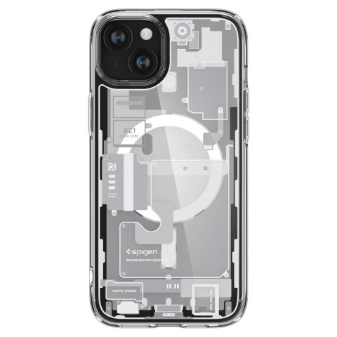Etui Spigen Ultra Hybrid Mag z MagSafe na iPhone 15 - białe (wzór Zero One) Etui Spigen Ultra Hybrid Mag z MagSafe na iPhone 15 - białe (wzór Zero One)
