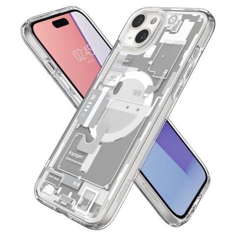 Etui Spigen Ultra Hybrid Mag z MagSafe na iPhone 15 - białe (wzór Zero One) Etui Spigen Ultra Hybrid Mag z MagSafe na iPhone 15 - białe (wzór Zero One)