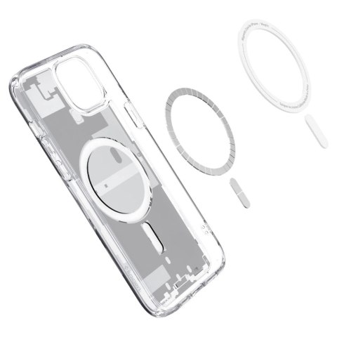 Etui Spigen Ultra Hybrid Mag z MagSafe na iPhone 15 - białe (wzór Zero One) Etui Spigen Ultra Hybrid Mag z MagSafe na iPhone 15 - białe (wzór Zero One)