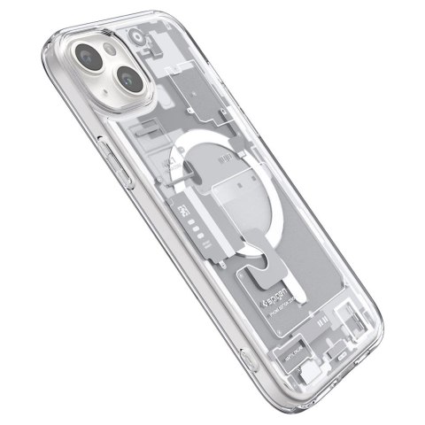 Etui Spigen Ultra Hybrid Mag z MagSafe na iPhone 15 - białe (wzór Zero One) Etui Spigen Ultra Hybrid Mag z MagSafe na iPhone 15 - białe (wzór Zero One)