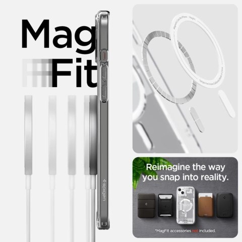 Etui Spigen Ultra Hybrid Mag z MagSafe na iPhone 15 - białe (wzór Zero One) Etui Spigen Ultra Hybrid Mag z MagSafe na iPhone 15 - białe (wzór Zero One)