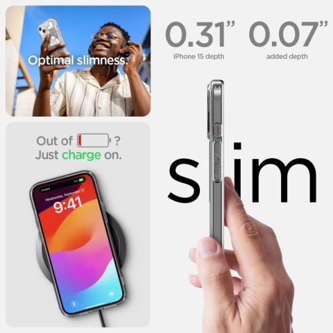 Etui Spigen Ultra Hybrid Mag z MagSafe na iPhone 15 - białe (wzór Zero One) Etui Spigen Ultra Hybrid Mag z MagSafe na iPhone 15 - białe (wzór Zero One)