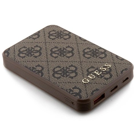 Powerbank Guess 4G Leather Metal Logo 15W 5000mAh - brązowy