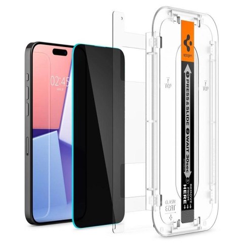 Szkło hartowane Spigen Glas.tR EZ Fit Privacy na iPhone 15 Pro Szkło hartowane Spigen Glas.tR EZ Fit Privacy na iPhone 15 Pro