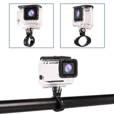 Uchwyt aluminiowy do montażu kamery GoPro - na kierownicę rowerową - czarny Uchwyt aluminiowy do montażu kamery GoPro - na kierownicę rowerową - czarny