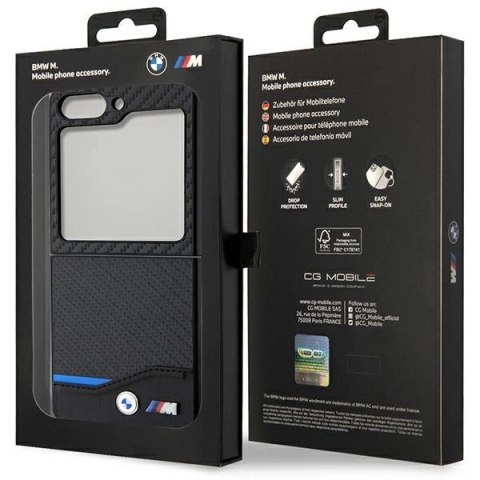 Etui BMW Leather Carbon do Samsung Galaxy Z Flip 5 - czarne Etui BMW Leather Carbon do Samsung Galaxy Z Flip 5 - czarne