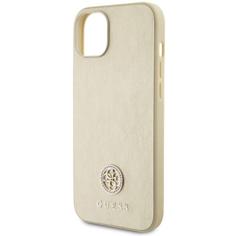 Etui Guess Leather 4G Metal Logo Strass do iPhone 15 - złote