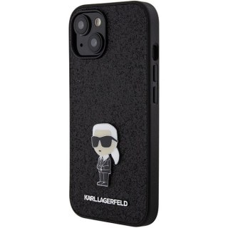 Etui Karl Lagerfeld Fixed Glitter Ikonik Logo Metal Pin do iPhone 15 - czarne