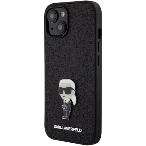 Etui Karl Lagerfeld Fixed Glitter Ikonik Logo Metal Pin do iPhone 15 - czarne Etui Karl Lagerfeld Fixed Glitter Ikonik Logo Metal Pin do iPhone 15 - czarne