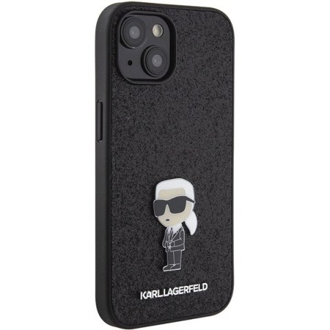 Etui Karl Lagerfeld Fixed Glitter Ikonik Logo Metal Pin do iPhone 15 - czarne Etui Karl Lagerfeld Fixed Glitter Ikonik Logo Metal Pin do iPhone 15 - czarne