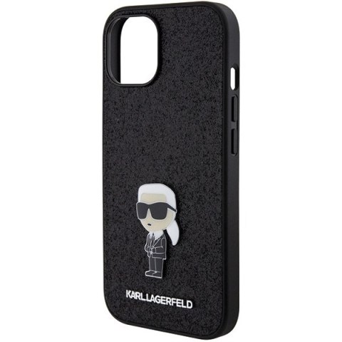 Etui Karl Lagerfeld Fixed Glitter Ikonik Logo Metal Pin do iPhone 15 - czarne Etui Karl Lagerfeld Fixed Glitter Ikonik Logo Metal Pin do iPhone 15 - czarne