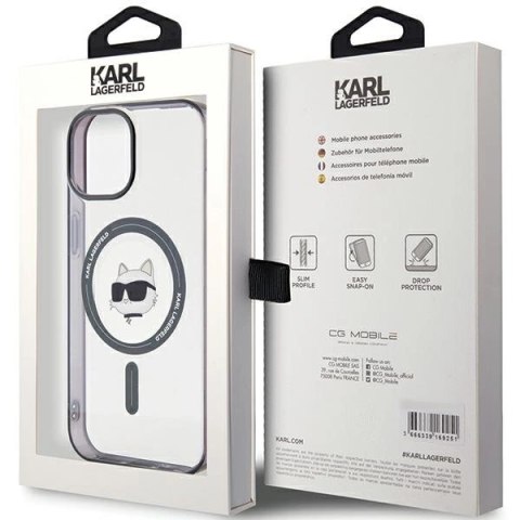 Etui Karl Lagerfeld IML Choupette's Head MagSafe do iPhone 15 - przezroczyste Etui Karl Lagerfeld IML Choupette's Head MagSafe do iPhone 15 - przezroczyste