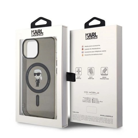 Etui Karl Lagerfeld IML Ikonik MagSafe do iPhone 15 - czarne