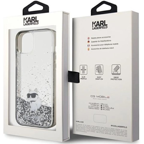 Etui Karl Lagerfeld Liquid Glitter Choupette do iPhone 15 Plus - przezroczyste Etui Karl Lagerfeld Liquid Glitter Choupette do iPhone 15 Plus - przezroczyste