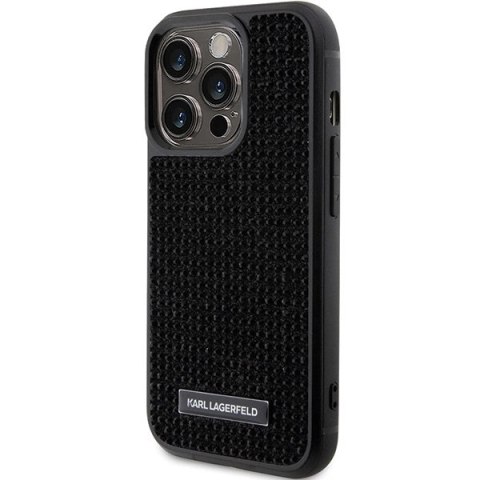 Etui Karl Lagerfeld Rhinestone Logo Metal Plate do iPhone 15 Pro Max - czarne Etui Karl Lagerfeld Rhinestone Logo Metal Plate do iPhone 15 Pro Max - czarne