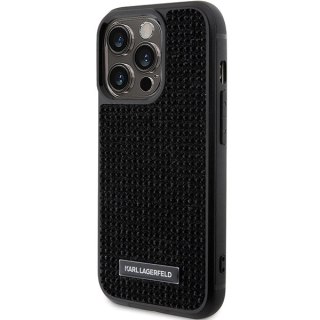 Etui Karl Lagerfeld Rhinestone Logo Metal Plate do iPhone 15 Pro - czarne