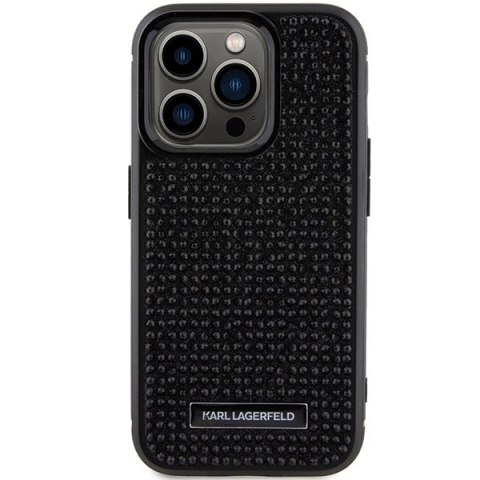 Etui Karl Lagerfeld Rhinestone Logo Metal Plate do iPhone 15 Pro - czarne Etui Karl Lagerfeld Rhinestone Logo Metal Plate do iPhone 15 Pro - czarne