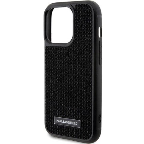 Etui Karl Lagerfeld Rhinestone Logo Metal Plate do iPhone 15 Pro - czarne Etui Karl Lagerfeld Rhinestone Logo Metal Plate do iPhone 15 Pro - czarne