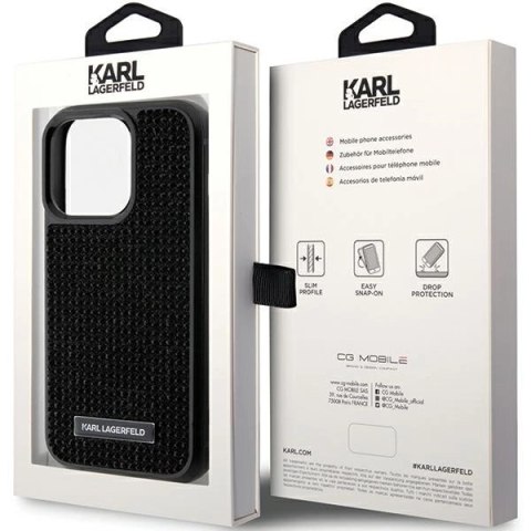 Etui Karl Lagerfeld Rhinestone Logo Metal Plate do iPhone 15 Pro - czarne Etui Karl Lagerfeld Rhinestone Logo Metal Plate do iPhone 15 Pro - czarne