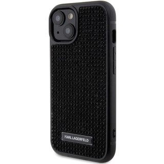 Etui Karl Lagerfeld Rhinestone Logo Metal Plate do iPhone 15 - czarne