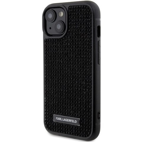 Etui Karl Lagerfeld Rhinestone Logo Metal Plate do iPhone 15 - czarne Etui Karl Lagerfeld Rhinestone Logo Metal Plate do iPhone 15 - czarne