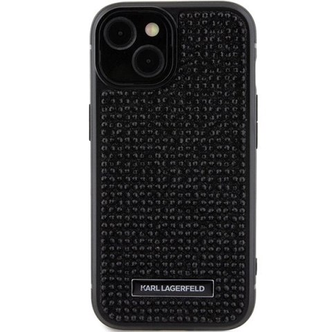 Etui Karl Lagerfeld Rhinestone Logo Metal Plate do iPhone 15 - czarne Etui Karl Lagerfeld Rhinestone Logo Metal Plate do iPhone 15 - czarne