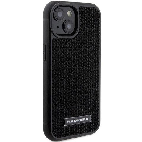 Etui Karl Lagerfeld Rhinestone Logo Metal Plate do iPhone 15 - czarne Etui Karl Lagerfeld Rhinestone Logo Metal Plate do iPhone 15 - czarne