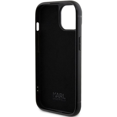 Etui Karl Lagerfeld Rhinestone Logo Metal Plate do iPhone 15 - czarne Etui Karl Lagerfeld Rhinestone Logo Metal Plate do iPhone 15 - czarne
