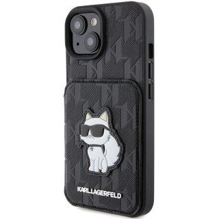 Etui Karl Lagerfeld Saffiano Cardslots and Stand Monogram Choupette do iPhone 15 - czarne