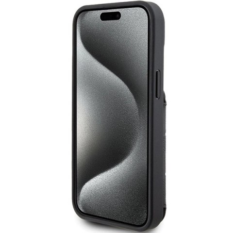 Etui Karl Lagerfeld Saffiano Cardslots and Stand Monogram Choupette do iPhone 15 - czarne Etui Karl Lagerfeld Saffiano Cardslots and Stand Monogram Choupette do iPhone 15 - czarne