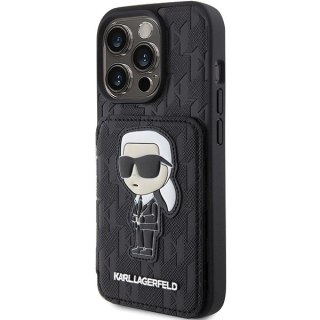 Etui Karl Lagerfeld Saffiano Cardslots and Stand Monogram Ikonik Patch do iPhone 15 Pro - czarne