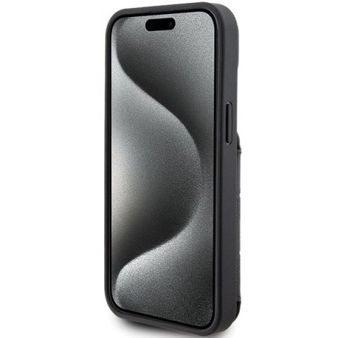 Etui Karl Lagerfeld Saffiano Cardslots and Stand Monogram Ikonik Patch do iPhone 15 - czarne