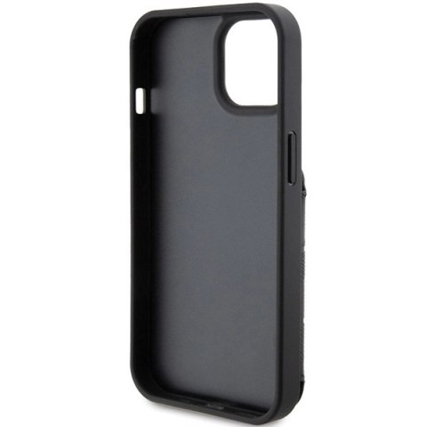 Etui Karl Lagerfeld Saffiano Cardslots and Stand Monogram Ikonik Patch do iPhone 15 - czarne