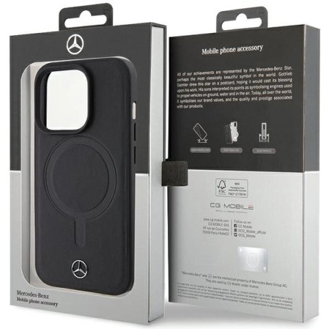 Etui Mercedes Smooth Leather MagSafe do iPhone 15 Pro - czarne Etui Mercedes Smooth Leather MagSafe do iPhone 15 Pro - czarne