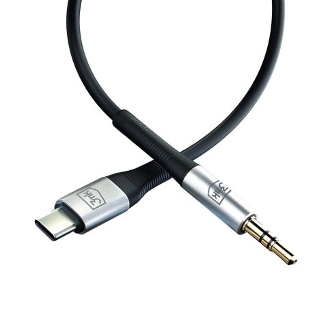 Kabel 3mk AUX minijack 3.5 mm / USB-C - srebrny