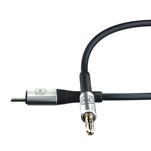 Kabel 3mk AUX minijack 3.5 mm / USB-C - srebrny