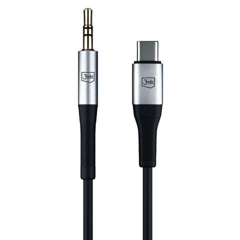 Kabel 3mk AUX minijack 3.5 mm / USB-C - srebrny