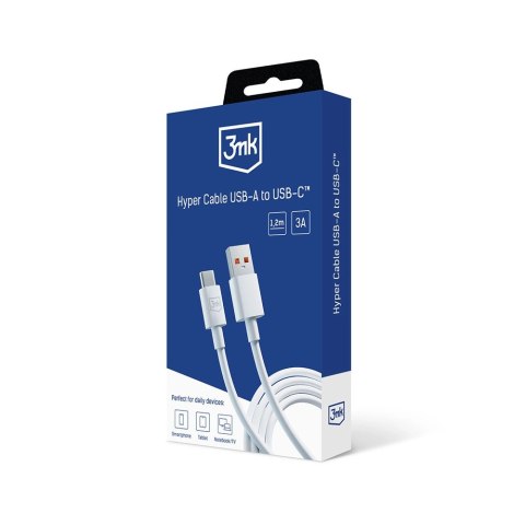 Kabel 3mk Hyper Cable USB-A / USB-C 1.2m 5A - biały