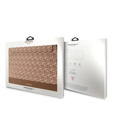 Pokrowiec Guess GCube Stripes na laptopa 16'' - brązowy Pokrowiec Guess GCube Stripes na laptopa 16'' - brązowy