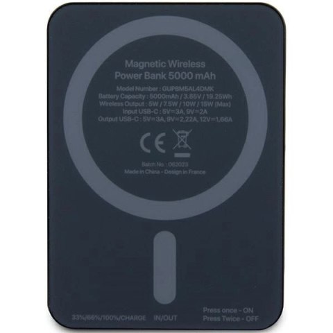 Powerbank indukcyjny Guess MagSafe 4G Strassed Metal Logo 15W 5000mAh - czarny Powerbank indukcyjny Guess MagSafe 4G Strassed Metal Logo 15W 5000mAh - czarny